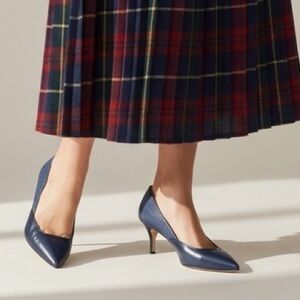 Blue Textured Kitten Heel Pump Shoe  Size 7 1/2